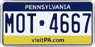 PA license plate MOT4667