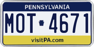 PA license plate MOT4671