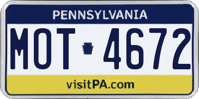 PA license plate MOT4672