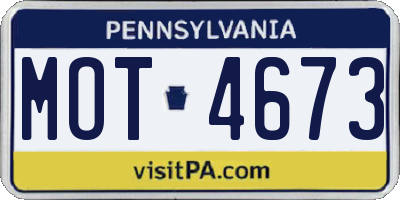PA license plate MOT4673