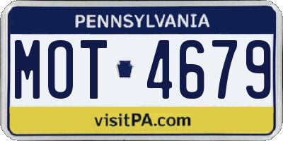 PA license plate MOT4679