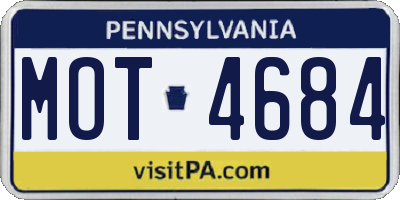 PA license plate MOT4684