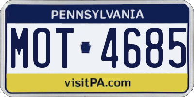 PA license plate MOT4685