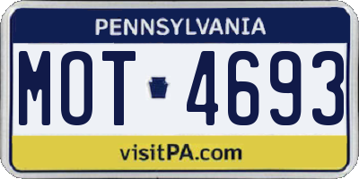 PA license plate MOT4693