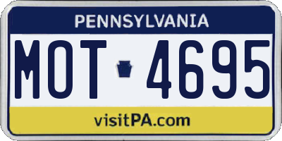 PA license plate MOT4695
