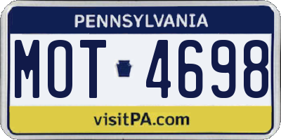 PA license plate MOT4698