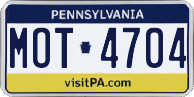 PA license plate MOT4704