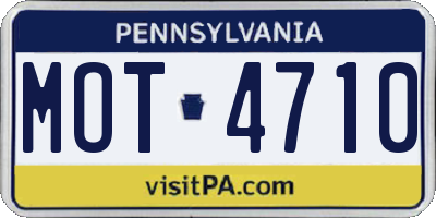 PA license plate MOT4710