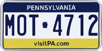 PA license plate MOT4712