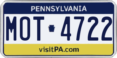 PA license plate MOT4722