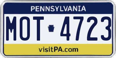 PA license plate MOT4723