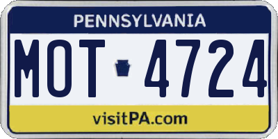 PA license plate MOT4724