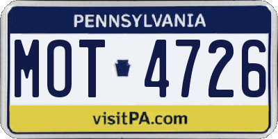 PA license plate MOT4726