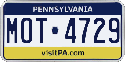 PA license plate MOT4729