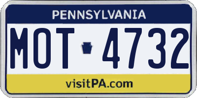 PA license plate MOT4732