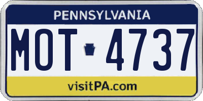 PA license plate MOT4737