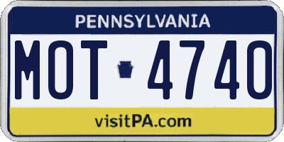 PA license plate MOT4740