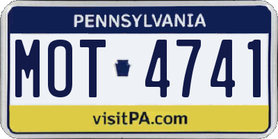 PA license plate MOT4741