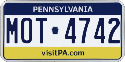 PA license plate MOT4742