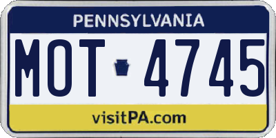PA license plate MOT4745
