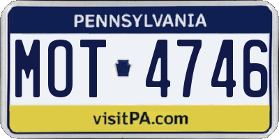 PA license plate MOT4746