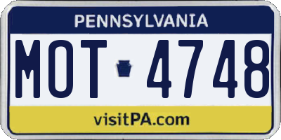 PA license plate MOT4748