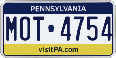 PA license plate MOT4754