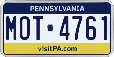 PA license plate MOT4761