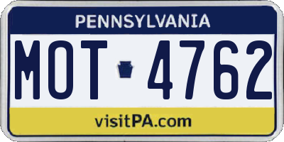 PA license plate MOT4762