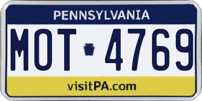 PA license plate MOT4769