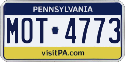 PA license plate MOT4773