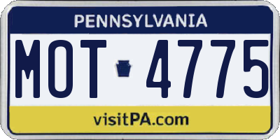 PA license plate MOT4775