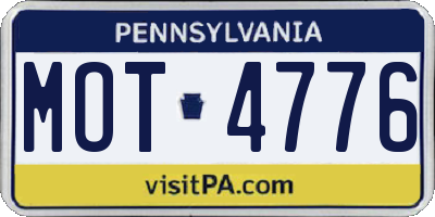 PA license plate MOT4776