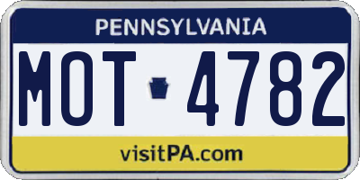 PA license plate MOT4782