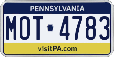 PA license plate MOT4783