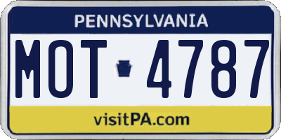 PA license plate MOT4787
