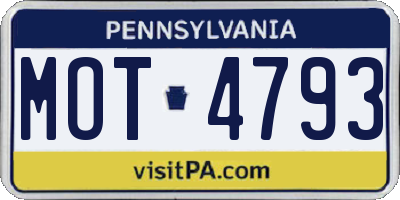 PA license plate MOT4793