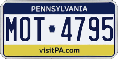 PA license plate MOT4795