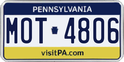 PA license plate MOT4806