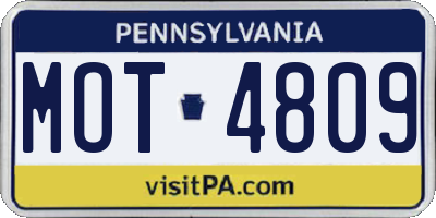PA license plate MOT4809