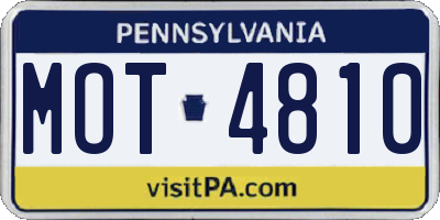 PA license plate MOT4810