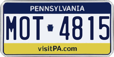 PA license plate MOT4815