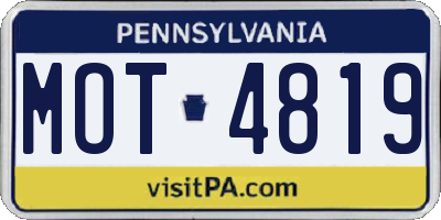 PA license plate MOT4819
