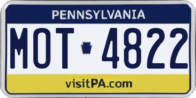PA license plate MOT4822