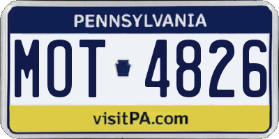 PA license plate MOT4826