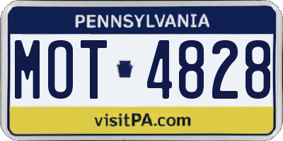 PA license plate MOT4828