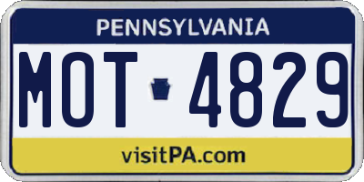 PA license plate MOT4829