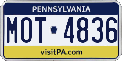 PA license plate MOT4836