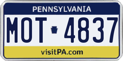 PA license plate MOT4837