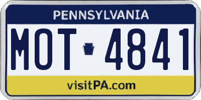 PA license plate MOT4841
